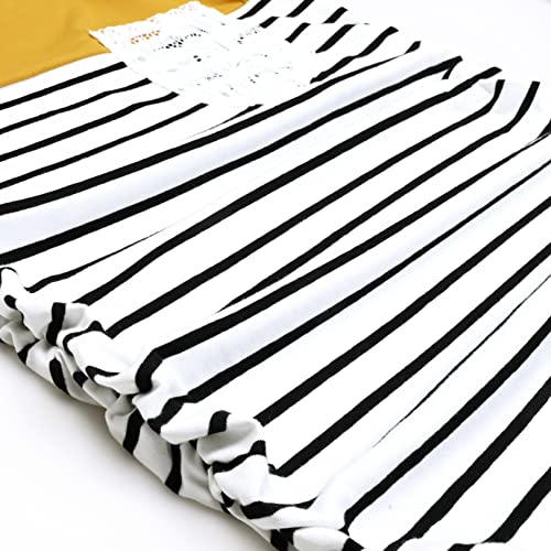 Debelly Women Maternity Color Block Shirts Casual Summer Pregnancy Tee Short Sleeve Side Pleated Round Neck Mama Blouse With Crochet Pocket,Yellow,L #TOP4