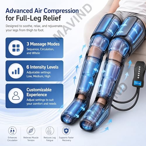 Image of Full Leg Massager with Air Compression with Heat Theraphy,Leg Foot Calves Thigh Massager with Handheld Controller,Relaxation & Muscle Comfort,Foot Massager Machine for Pain Relief,Blood Circulation Massager (A-1) (A-1)