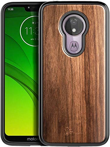 E-Began Case for Motorola Moto G7/G7 Plus (2019 Release), [Real Natural Walnut Wood, Every Piece is Unique], Ultra Slim Protective Bumper Shockproof Phone Case (Not Fit Moto G7 Power/G7 Play) -Wood