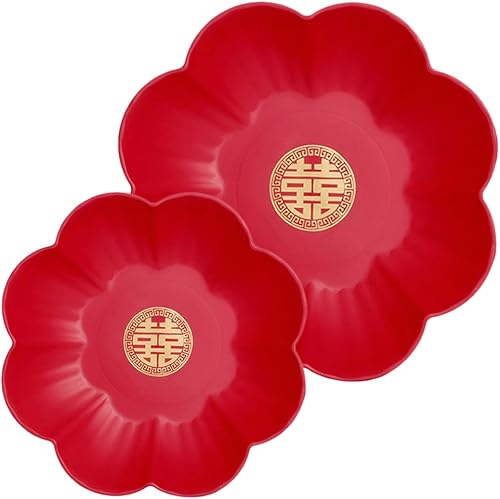 Cabilock Decoración de boda Decoración de la boda Decoración de pasteles 2 unids bandeja china para servir la boda plato de fruta forma flor bandeja