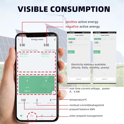 Image of XPR3SS 63A TUYA WiFi Bidirectional Meter Smart Earth Leakage Over Voltage Under Voltage Over Current Earth Leakage Surge Protector Relay Switch Energy Power kWh Smart Life (63ACB)