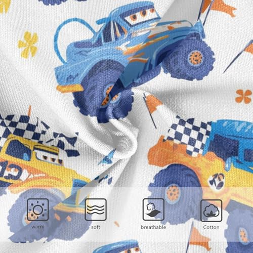 Wusikd Cute Monster Trucks Girls' Underwear Cotton Checkered Flags Girls Briefs Soft Toddler Underwear 2T3