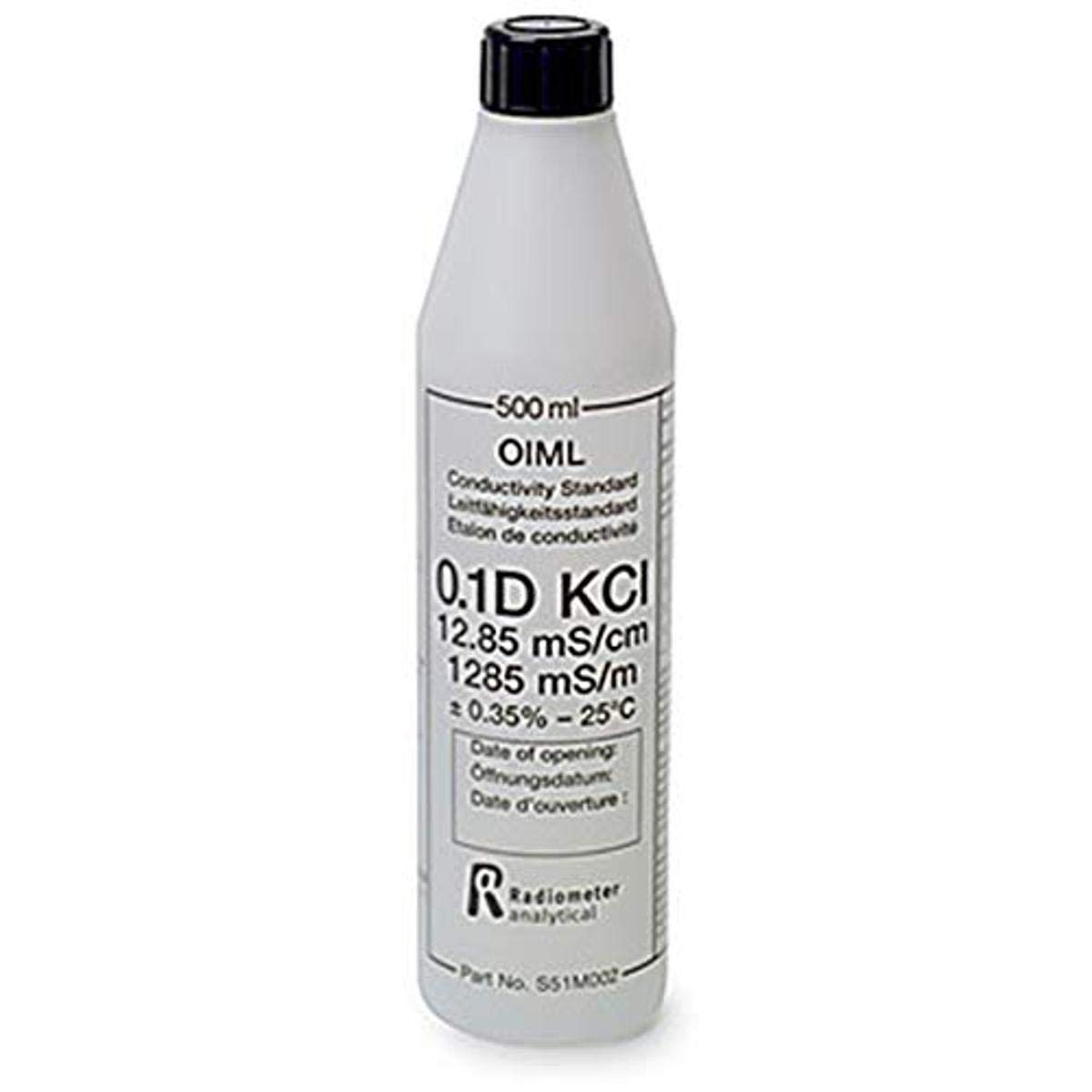 Hach S51M001 KCl 1D Conductivity Standard, 500 mL, 1 Demal KCl, 111, 3 mS/cm at 25 °C (Radiometer Analytical)