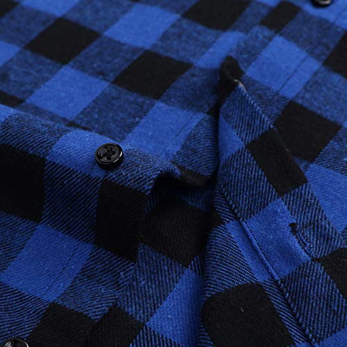 Image of DOKKIA Men's Casual Dress Long Sleeve Buffalo Plaid Checkered Fitted Flannel Shirt