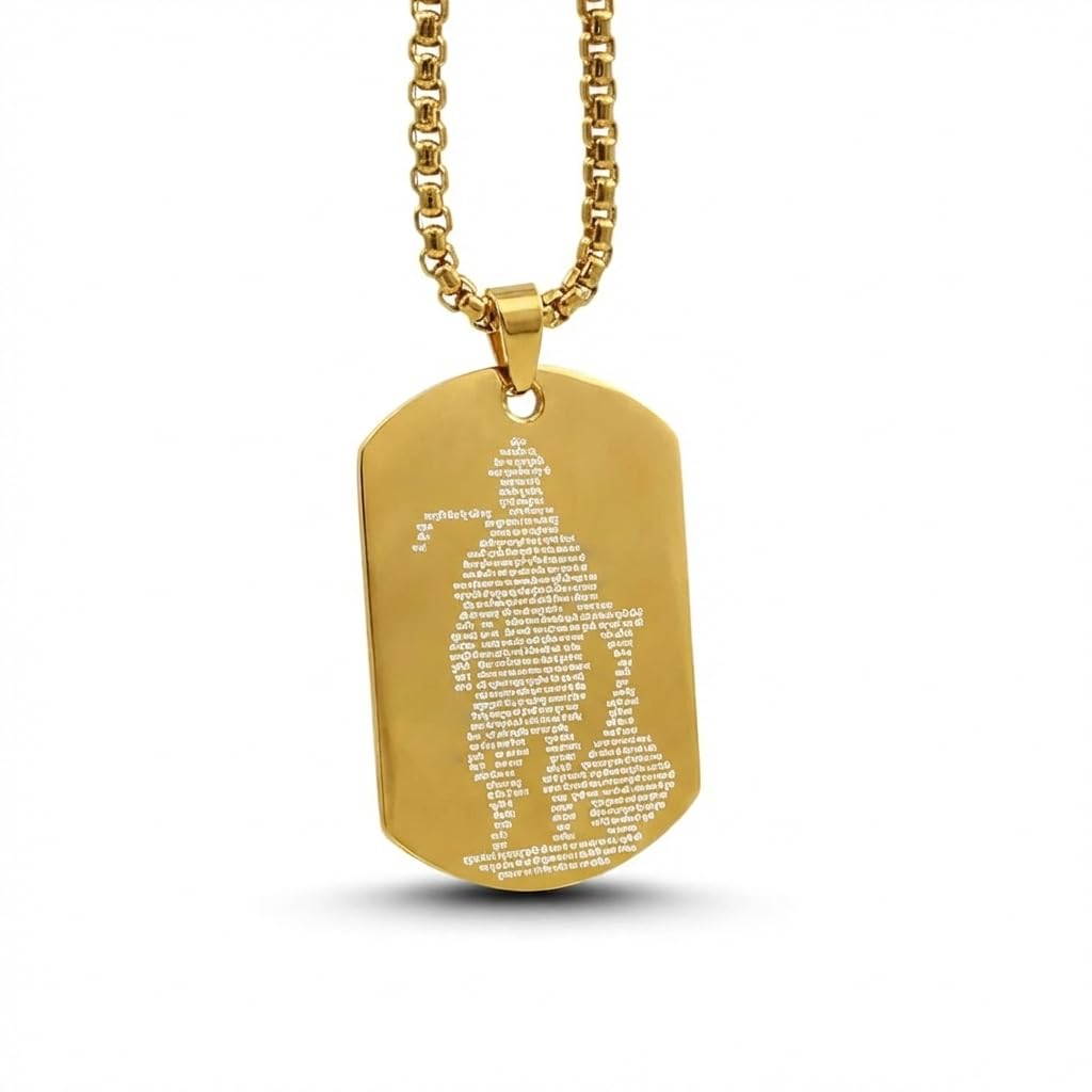 Jewel Loom Panchmukhi Hanuman Locket | Spiritual Religious Pendant with Chain | Bajrangbali Hanuman Ji Pendant with Chain for Protection, Strength, Positive Energy & Devotional Wear Unisex (Hanuman Chalisa ( Gold ))-image-10