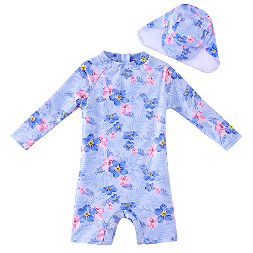 UMELOK Baby Badeanzug mit Sonnenhut UV Schutz Badebekleidung Blumen,...
