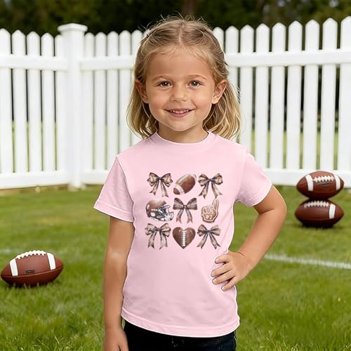 Image of JINTING Football Shirts for Boys Girls Game Day Tshirt Toddler Football Season Tee Kids Bow Coquette Tops