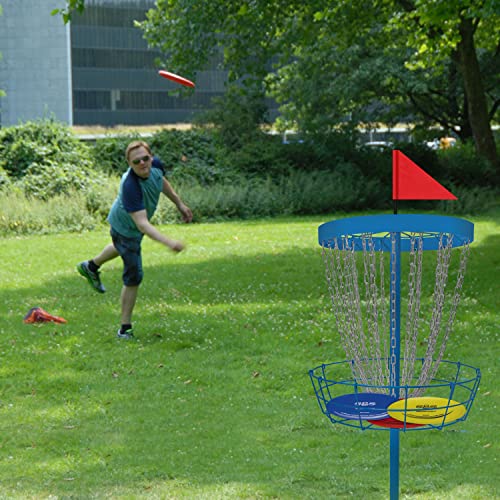 Image of Disc Golf Basket - Portable Disc Golf Target with Heavy Duty 24-Chains Come with 6pcs Disc Golf Discs and Carry Bag, Ground Stake -Suitable for Players of All Levels - Multi Color Available