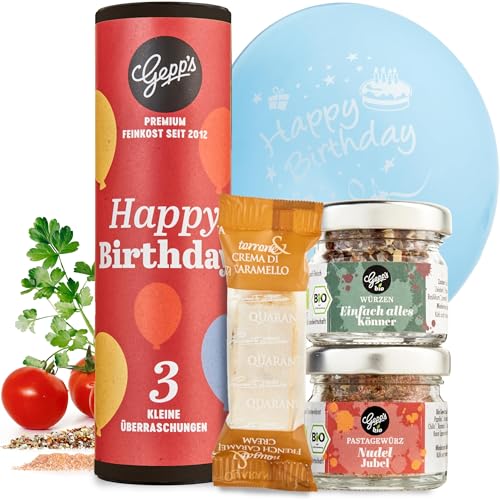 Gepp‘s Feinkost Kleines Geschenkset Happy Birthday I Geschenk gefüllt mit leckeren Delikatessen I...