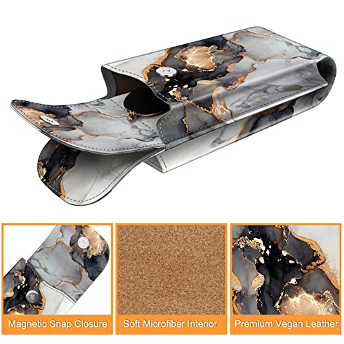Image of FINTIE Double Glasses Case with Carabiner Hook, Portable Vegan Leather Eyeglass Case Anti-scratch Sunglasses Pouch