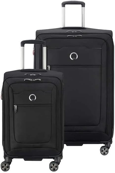 review DELSEY Paris Softside Expandable Luggage with Spinner Wheels, Black. Large and Carry-On.