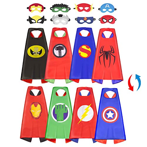Superhero Capes for Kids: Superhero Dress Up Costume Double Satin Capes and Mask for 3 -10 Year Old Girls Boys Gifts (Boys capes-4Pcs)