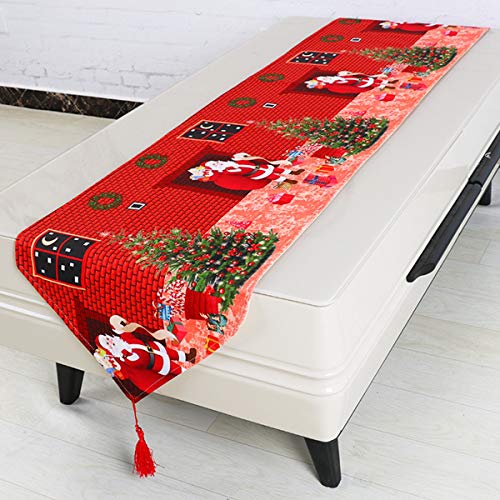 Topmail Tischläufer Weihnachten Tischdeko Bedruckt Weihnachtsmann(40x180cm Rot) Cover