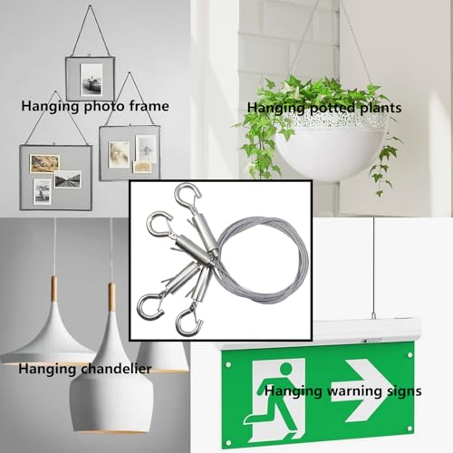 Image of Semetall 4Pcs 1.5mx1.5mm Stainless Steel Hanging Wire - Adjustable Heavy Duty 20kg for Pictures /Mirrors
