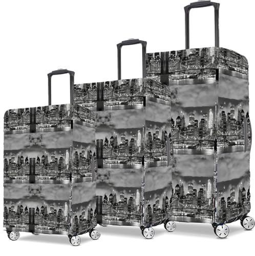Image of Printed Travel Luggage Cover for Suitcase - Stretchable & Scratchproof Trolley Bag Protector (Black New York)