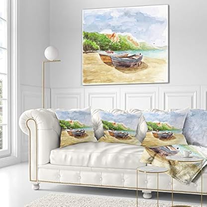 Design Art CU6360-26-26 Wasserfarbenes, bedrucktes Kissen und Kissenbezug für Wohnzimmer, Sofa Dekokissen, Polyester, x 26 in – Bild 3
