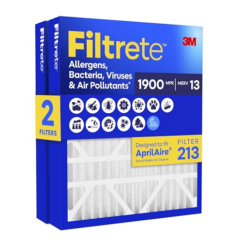 Filtrete 213 Air Filter AprilAire 213 Replacement Filters MERV 13 MPR 1900 Allergens Bacteria Viruses & Air Pollutants 12-Month AC/Furnace Filter Cleaner Air Reliable Airflow 2 HVAC Filters