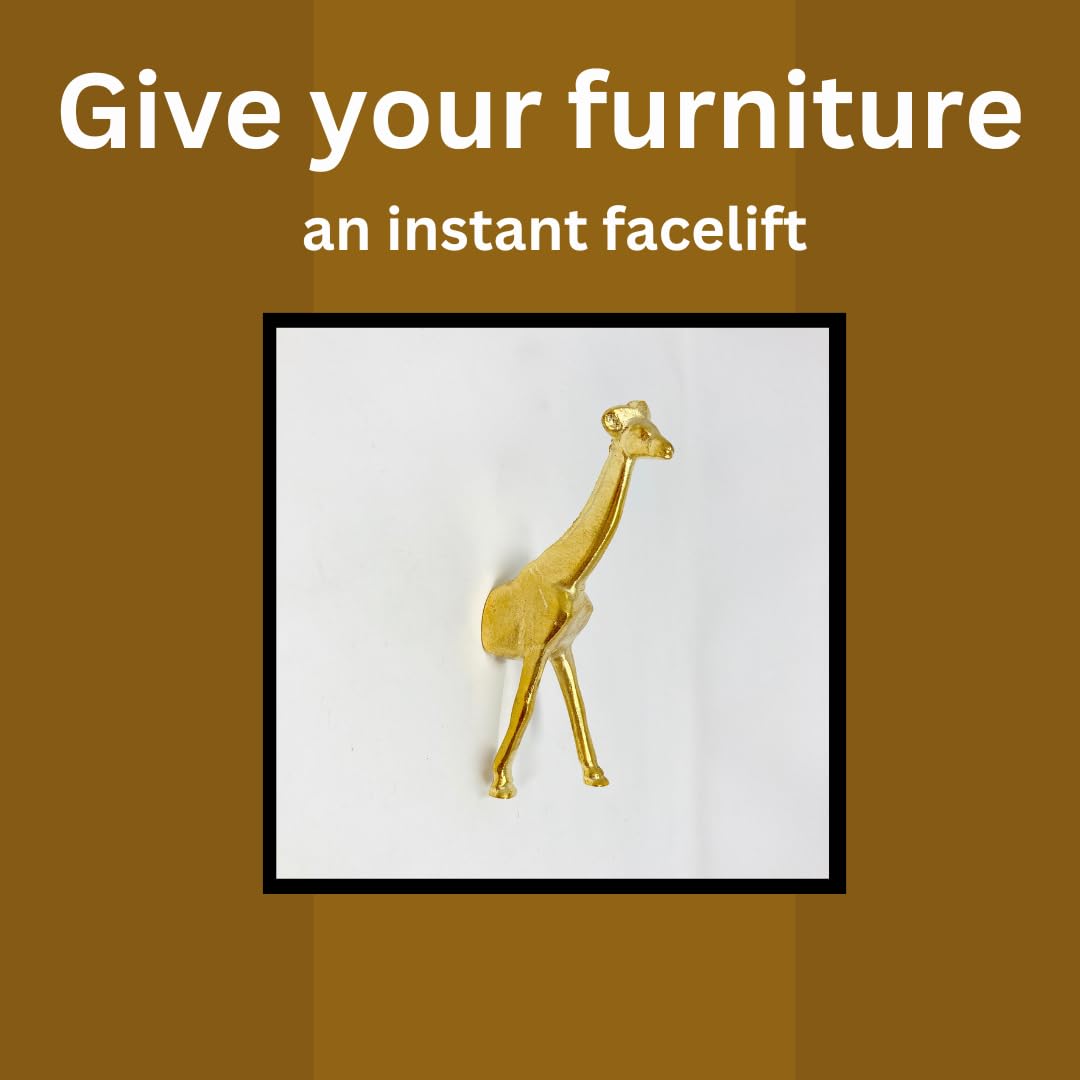 Gold Safari Animal Iron Metal Drawer Knobs (Knob, Giraffe)