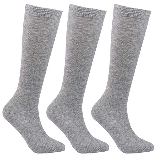 Laulax 3 pares de calcetines de algodón peinado para niñas (3 a 16 años), juego de regalo Gris gris 3-7 años