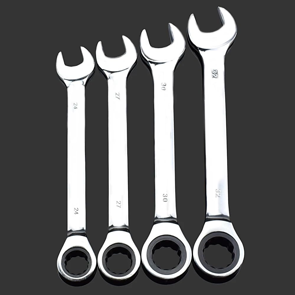 Llaves Fijas con Carraca 24 mm 25 27 30 32 Llave de trinquete Doble Cabeza Fija combinada Universal(24mm)