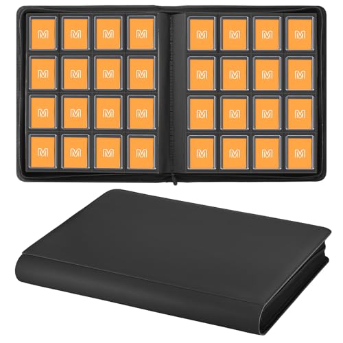 16 Pocket Toploader Binder Holds 640 Top Loaders Top Loader Binder for 3 x 4Rigid Cards Sleeves Card Collection Binder 20 Double Sided Pages Compatible with Trading & Sports Holder (16Black)