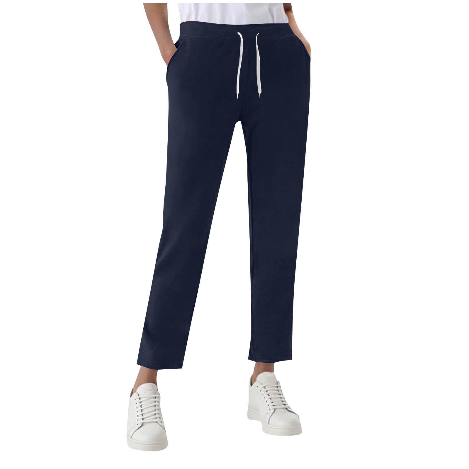 Straight Leg Pants for Women Wide Leg Pants with Pockets High Waist Stretch Dress Casual Sweatpants for Ladies