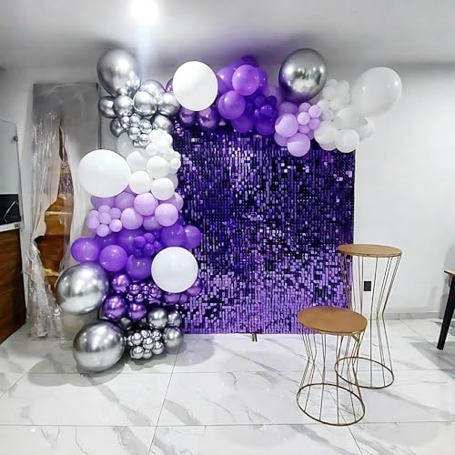 Image of Purple Shimmer Wall Backdrop, 24 Panels, 6x4 Ft Photo Backdrop | wedding backdrop birthday backdrop party decoration photo booth backdrop bridal shower baby shower event decoration