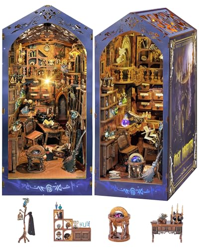 Quanquer DIY Book Nook Kit - DIY Dollhouse Booknook with LED Light - 3D Wooden Puzzle Miniature...
