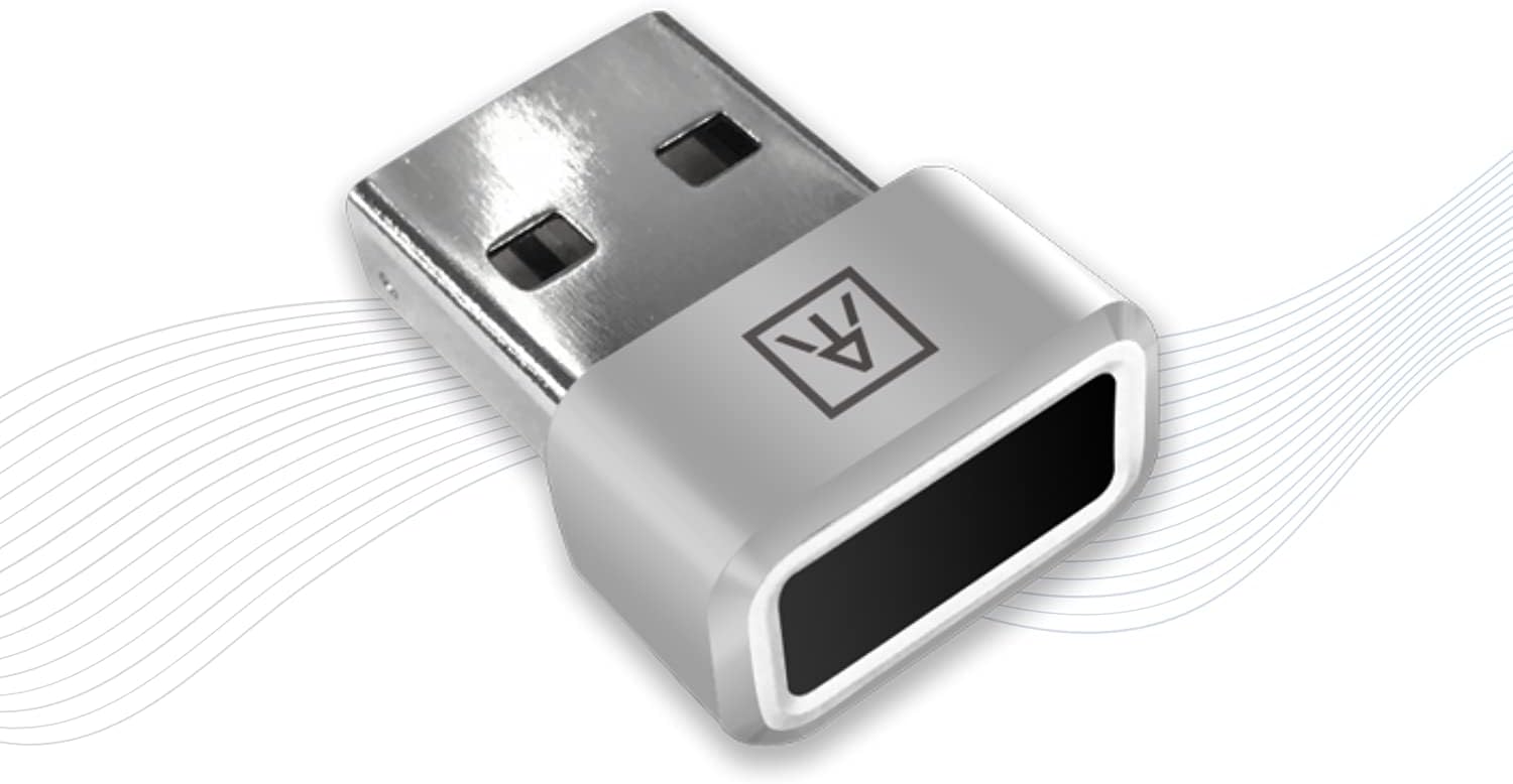 AUTHENTREND ATKey.Hello USB Fingerprint Reader for Windows 10 Hello, FIDO U2F Certified Biometric Security Key Dongle with Speedy 360 Degree Detection, Compatible with Windows 10 only