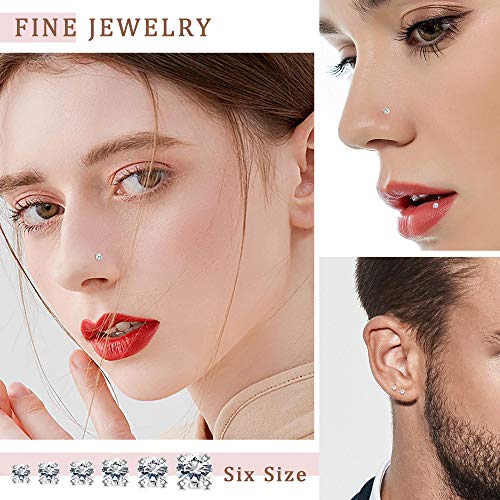 Sllaiss 6 Pcs 20G Nose Ring Studs 925 Sterling Silver Nose Piercings Set For Women 1.5Mm 1.8Mm 2Mm 2.5Mm 2.8Mm 3Mm Body Jewelry  #TOP1