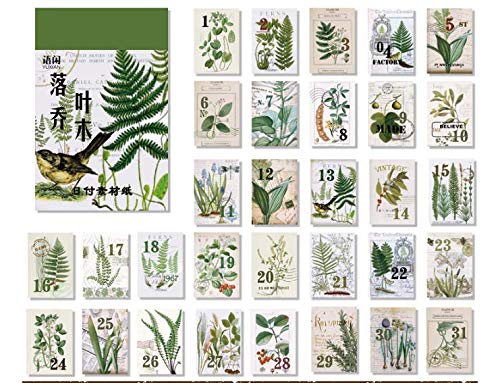 メモ帳 かわいい背景紙 ヴィンテージプラントハンドアカウントグルメ紅茶 ビル生活日記手帳カレンダーアルバム | 1種につき 50枚 10種セット (2点セット落葉樹luoyeqiaomu)