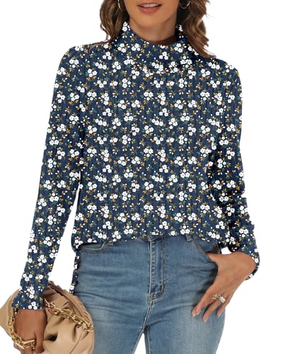 Image of Women Sweaters Turtleneck Long Sleeve Tunic Tops Fall Lightweight Pullover Sweater