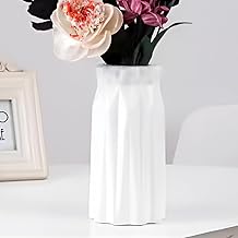 DecorTwist® White Plastic Flower Vase Elegant Decorative Vase for Home, Bedroom, Living Room, Office & Centerpiece Pampas Grass, Artificial & Fresh Flowers Pot (Pack of 1)