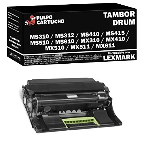 Pulpo Cartucho   Tambor MS310 / MS312 / MS410 / MS415 / MS510 / MS610 / MX310 / MX410 / MX510 / MX511 / MX611 Negro Compatible con Lexmark/Ref. 50F0Z00 / 500Z   Drum   Valido para Impresoras