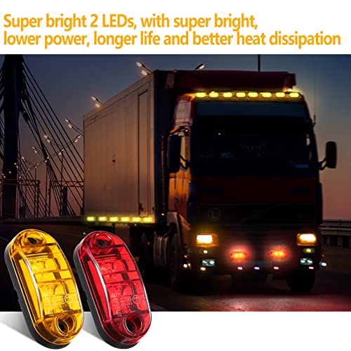 Image of Tallew 10 Pcs LED Trailer Side Marker Lights 2 Diode Oval 2.5in,Amber, Red | Waterproof Clearance Marker for Truck Boat Rv Trailer, Equipped with Mounting Screws, Easy Mount, Running Signal Lighting