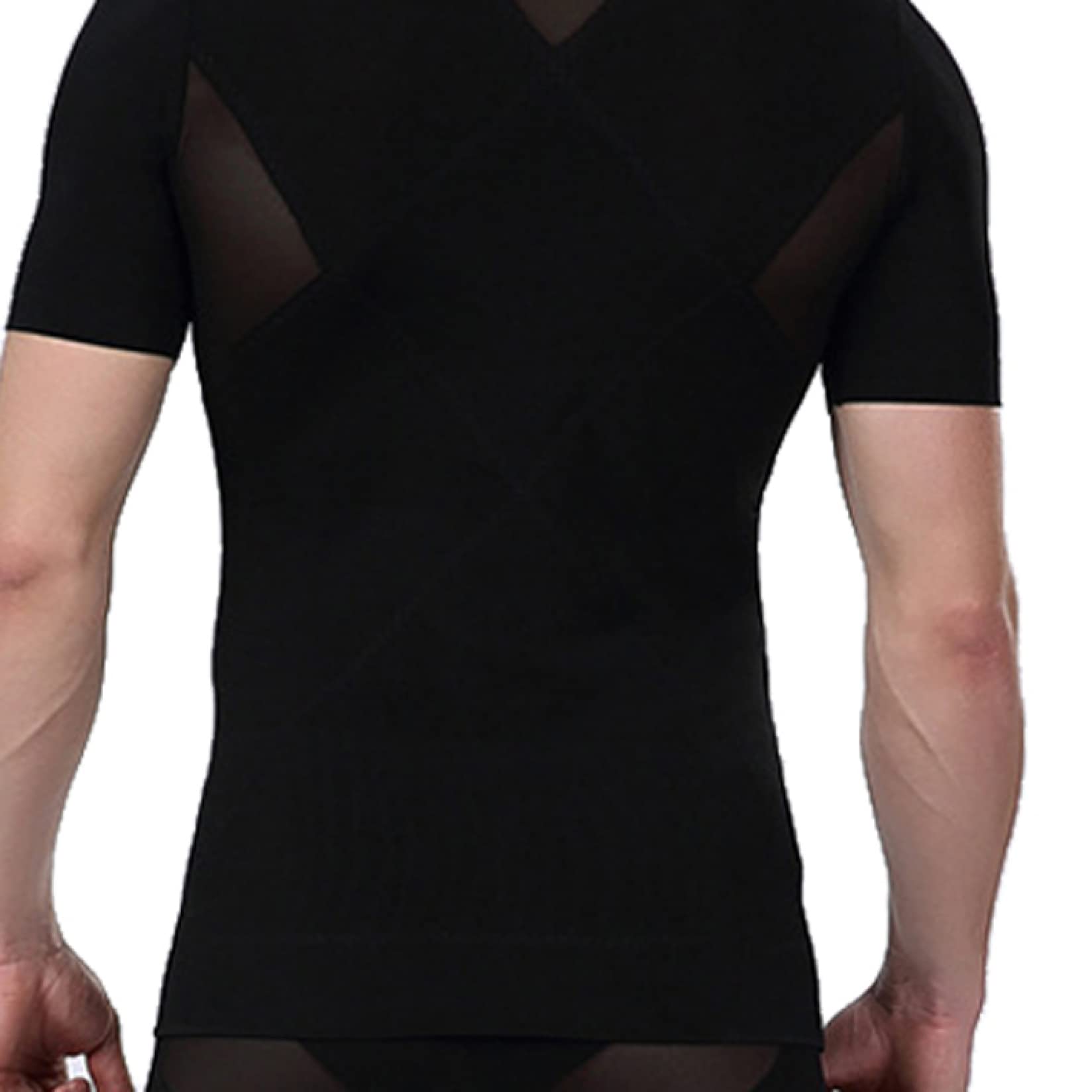 męska obcisła koszulka kompresyjna wyszczuplanie brzucha, modelowanie brzucha topy z krótkim rękawem t-shirt wyszczuplający sylwetkę
