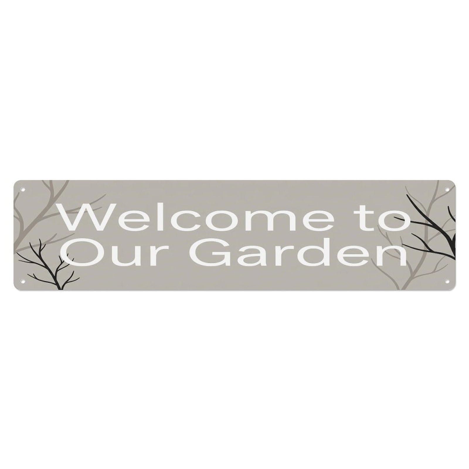 Vintage Welcome to Our Garden Ash Gray Metal Tin Sign