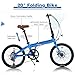 Folding Bike, Lightweight Aluminum Frame Foldable Bicycle 7-Speed, Front & Rear Disc Brakes,20-inch Wheels, Adjustable Seat, Anti-Skid Tires for City Commuting, Fold Up Bike Men Women Adults (Blue)