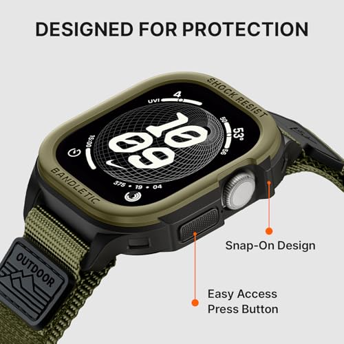 Image of Bandletic Rugged Case with Band Compatible with Apple Watch 49mm(Ultra 3 /2 /1),46mm(Series 11 /10), 45mm(Seriess 9 /8 /7),44mm(SE3 /SE2 /SE /6 /5 /4), Protective Cover Sport Accessories for iWatch Men