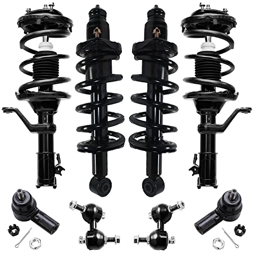Image of Detroit Axle - 8pc Struts Kit for 2002 2003 2004 2005 2006 Honda CR-V, 4 Front & Rear Struts w /Coil Spring 2 Front Sway Bar End Links 2 Outer Tie Rod End Links Replacement Suspension Struts Shocks
