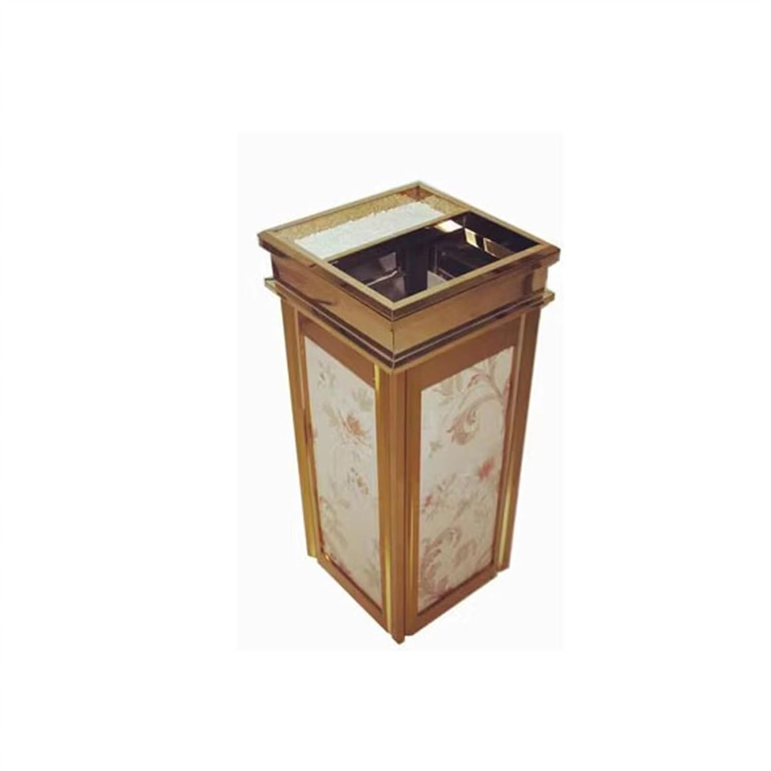 Marble Design Stainless Steel Vertical Ashtray Trash Can – Commercial Outdoor Trash Bin with Ashtray, Mute Inner Bucket for Hotels, Elevators, and Lobbies – 28x28x70 cm(White)