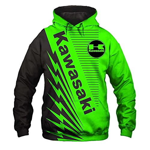 CUIHUATUQI Sweat À Capuche Imprimé 3D, Chemisier À Capuche Sport KA-Was.AKI, Veste Pull À Capuche À Manches Longues pour Hommes, Sweat-Shirt Décontracté pour Automne/Hiver,Green 02,XXL/XX~Large Cover