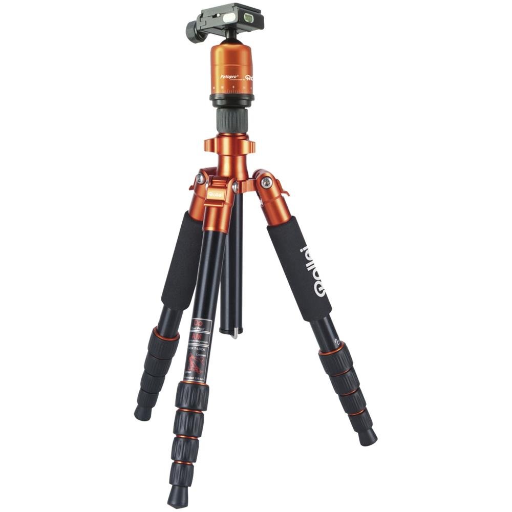 Rollei Compact Traveler No.1 Orange, 145cm Stativ Kamera mit Kugelkopf Leichtes Reisestativ aus Aluminium Fotostativ Kompakt Arca Swiss Kompatibel Kamerastativ & Einbeinstativ für DSLR und Smartphone