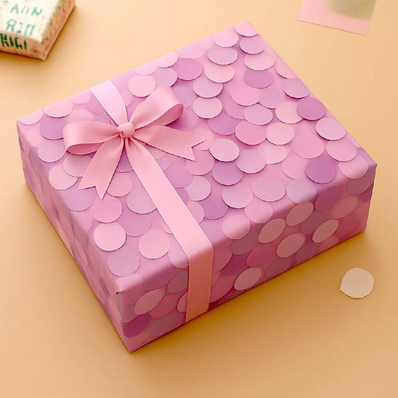 Combo of 30 (10 sheets & 10 Name Tags & 10 Ribbons) Premium Pink Scallop Gift Wrapping Paper Sheets WYOG Large Size Combo for Birthday, Wedding, Gifting and Hampers-image-35