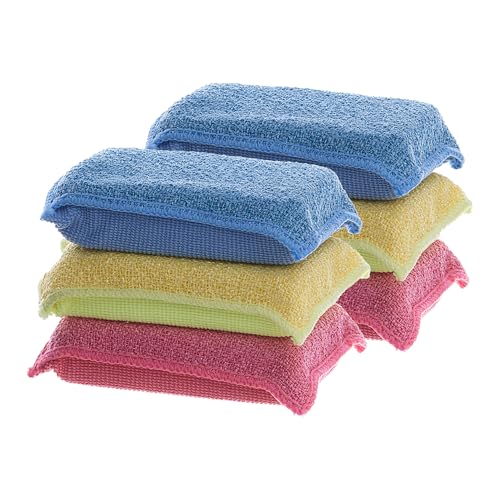Image of Miracle Microfiber Scrubbing Sponge, Extra Scrubbing Power Kitchen Sponge, Sink, Pot, Pan and Dish Washing, Super Absorbent and Rapid Drying, Multicolor 6-Pack by Superio