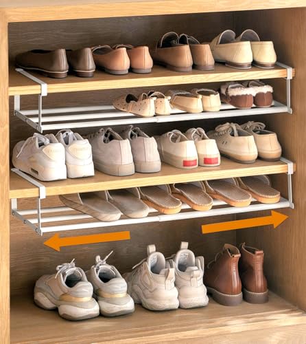 PrimZooty 2Pack Expandable Shoe Rack Organizer for Closet, 16.13-31.49 Inch