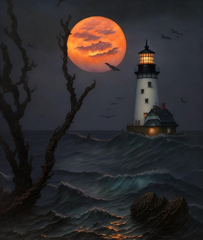 Poster sur toile Phare de l'océan Spotlights the Sky Too 58x90 cm aux finitions artistiques