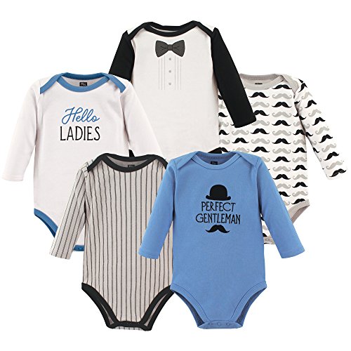 Image of Hudson Baby baby-boys Cotton Long-sleeve Bodysuits 5-pack