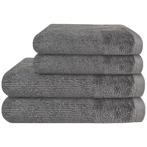 Olivia Rocco 4 Piece Regal Towel Bale Set with 2 Large Bath & 2 Hand Towels Ultra Soft Quick Drying Highly Absorbent 100% Cotton Bathroom Sets, Grey - Cosy Home Interiors Olivia Rocco 4 Piece Regal Towel Bale Set with 2 Large Bath & 2 Hand Towels Ultra Soft Quick Drying Highly Absorbent 100% Cotton Bathroom Sets, Grey