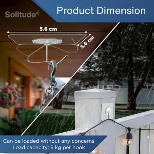 Image of Solitude 20 Pieces PVC Self Adhesive Wall Hooks for Hanging | Transparent Heavy Duty Sticky Hooks | Waterproof No Drilling Wall Hangers for Kitchen, Bathroom, Door